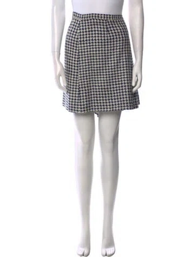 Pre-owned Lee Anderson Couture Virgin Wool Mini Skirt In White