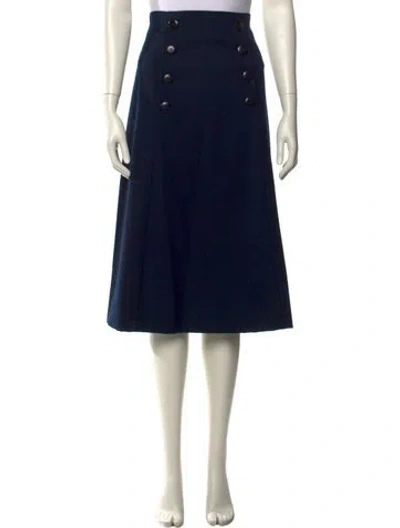 Pre-owned Lee Anderson Pleated Accents Midi Length Skirt In Blue