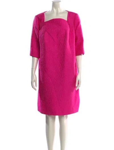 Pre-owned Lee Anderson Square Neckline Knee-length Dress In Pink