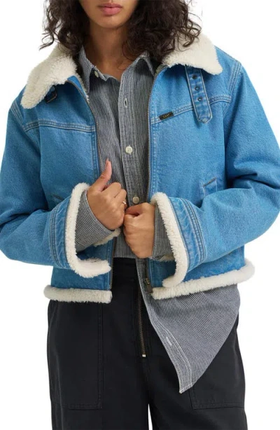 Lee Aviator Denim Jacket In Light Plateau