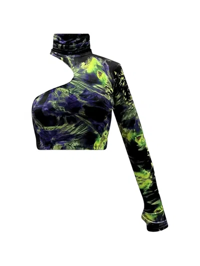 Lee Axenus Tie-dye Cut-out Top In Black