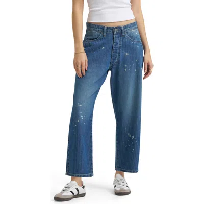 Lee Bleach Splatter Crop Loose Fit Herringbone Jeans In Blue