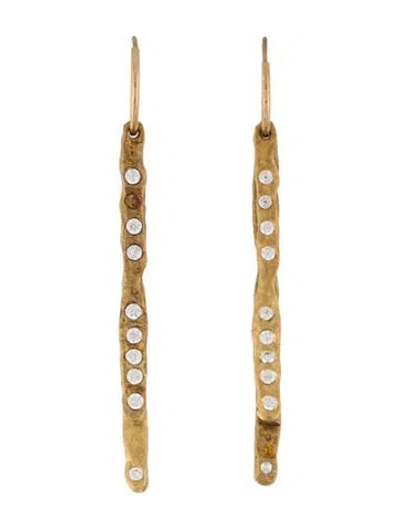 Pre-owned Lee Brevard 18k Cubic Zirconia Layered Sticks Endless Hoop Charm Earrings In Multi