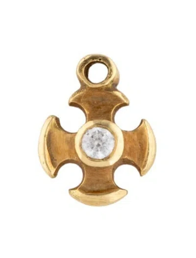 Pre-owned Lee Brevard 18k Cubic Zirconia Tiny Temple Cross Single Earring Enhancer In Multicolor