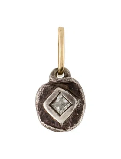 Pre-owned Lee Brevard Cubic Zirconia Dot Endless Hoop Charm Single Earring In Multi