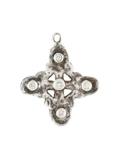 Pre-owned Lee Brevard Cubic Zirconia Signature Cross Single Earring Charm In Multi