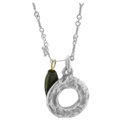 Pre-owned Lee Brevard Sterling Silver “dane” Rope Link Charm Necklace In Multi
