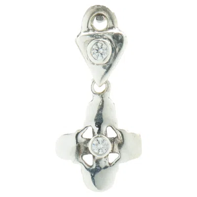 Pre-owned Lee Brevard Sterling Silver Double Maltese Cross Charm In Multi