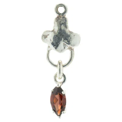 Pre-owned Lee Brevard Sterling Silver Garnet Maltese Cross Charm In Multi