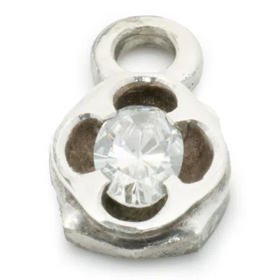 Pre-owned Lee Brevard Sterling Silver Marquise Cz Charm In Multi