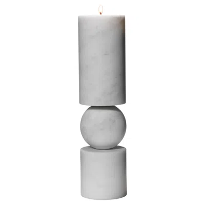 Pre-owned Lee Broom - Fulcrum Candlestick White Marble - Small
