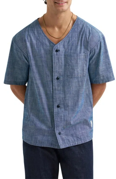 Lee Chambray Button-up Baseball Shirt In Blue