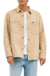 Lee Cotton Blend Twill Snap-up Overshirt In Cappucino
