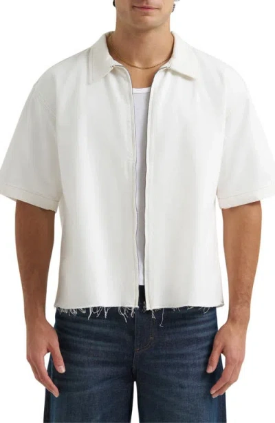 Lee Denim Short Sve Zip-up Shirt In White