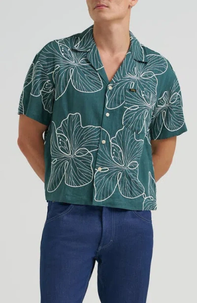 Lee Embroidered Camp Shirt In Green