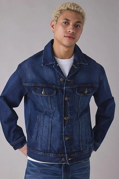 Lee Essential Rider Relaxed Fit Denim Trucker Jacket In Tinted Denim, Men's At Urban Outfitters In Blue