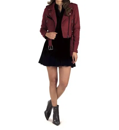 Lee Faux-suede Biker Jacket In Red