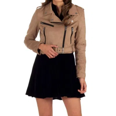 Lee Faux-suede Biker Jacket In Taupe In Grey