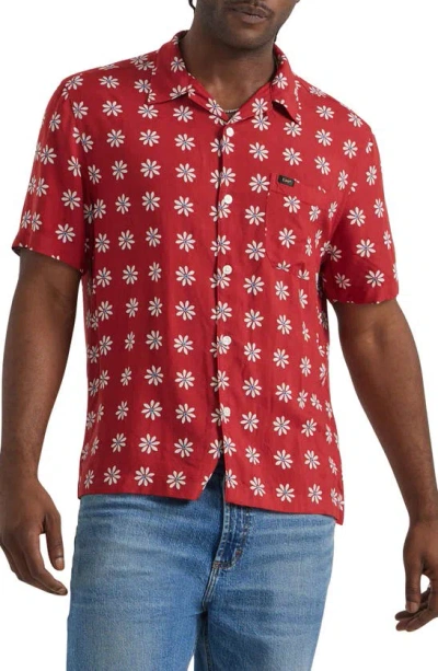 Lee Floral Camp Shirt In Garnet Daisy Print