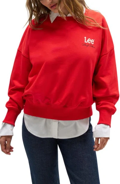 Lee Graphic Crewneck Sweatshirt In High Risk Red