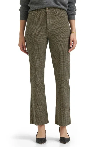 Lee High Waist Glen Plaid Corduroy Kick Bootcut Jeans In Brown