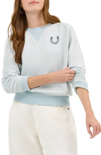 Lee Horsehoe Logo Raglan Sve Cotton Blend Sweatshirt In Blue