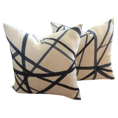 Pre-owned Lee Jofa Pair Of Contemporary "channels" Pillows For  Groundworks In Blue