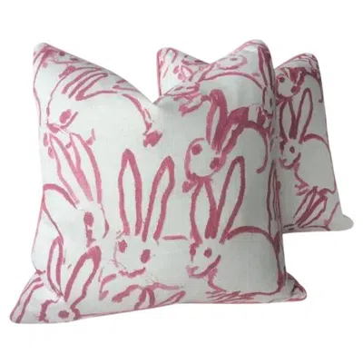 Pre-owned Lee Jofa Pair Of Pink  Hunt Slonen Bunny Hutch Pillows