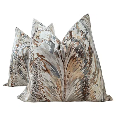 Pre-owned Lee Jofa "taplow" In Sand/dove 22” Down-filled Pillows - A Pair In Gray