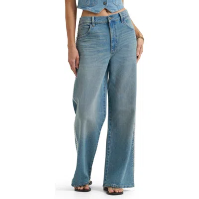 Lee Lace Trim Low Slung Slouch Jeans In Blue