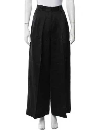 Pre-owned Lee Mathews Acetate Wide Leg Pants In Black