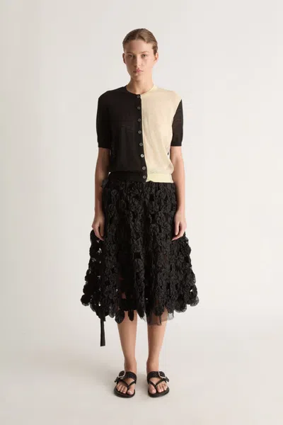 Lee Mathews Aino Knit Ss Cardigan In Black