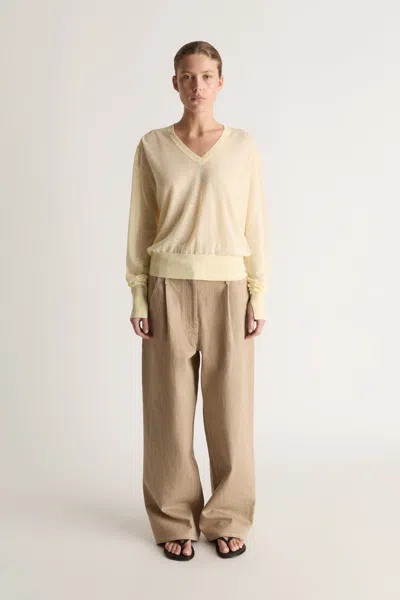 Lee Mathews Aino Knit V Neck Sweater In Yellow