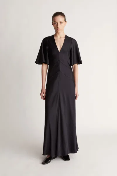 Lee Mathews Alice V Neck Dress In Ink