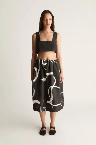 Lee Mathews Alvar Printed Cocoon Skirt In Black