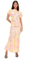 Lee Mathews Annette Drape Dress Peach In Peach