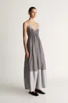 Lee Mathews Ashton Maxi Dress In Charcoal Stripe