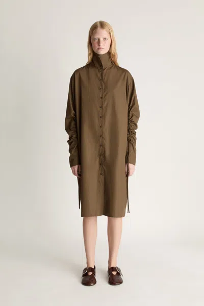 Lee Mathews Balfour Ls Shirt Dress In Khaki