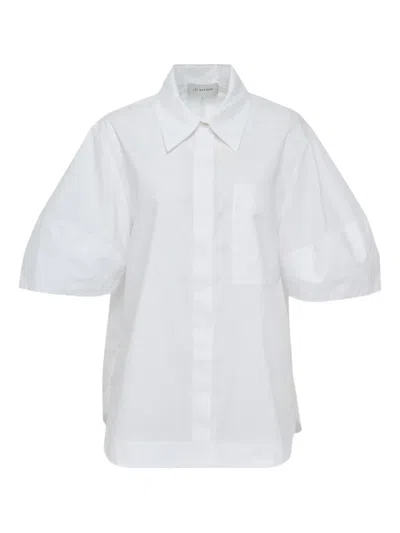 Lee Mathews Balloon-sleeve Collared Shirt In White