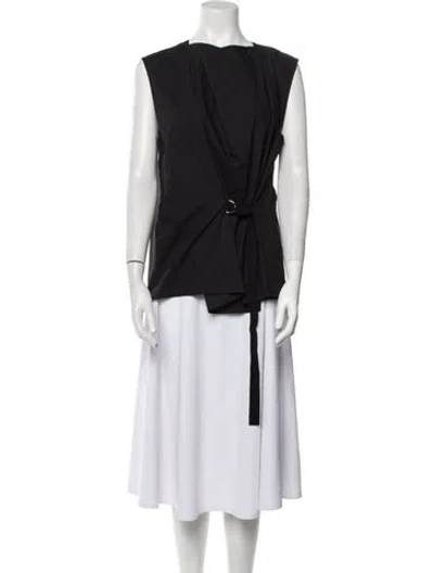 Pre-owned Lee Mathews Bateau Neckline Sleeveless Tunic W/ Tags In Black