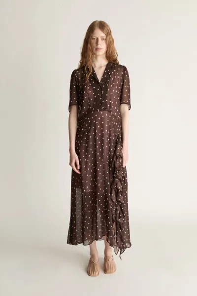 Lee Mathews Beatrice Georgette Dress In Brown