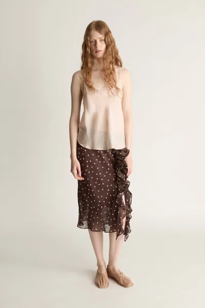 Lee Mathews Beatrice Georgette Skirt In Brown