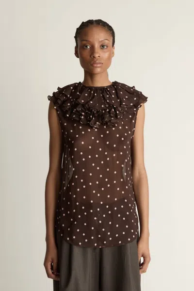 Lee Mathews Beatrice Georgette Top In Brown