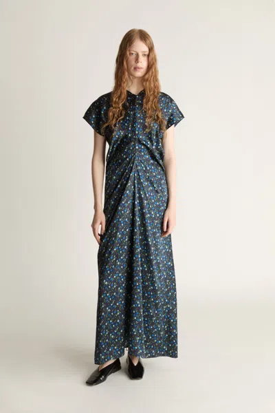 Lee Mathews Bella Silk Maxi Dress In Blue