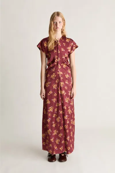 Lee Mathews Bella Silk Maxi Dress In Sangria