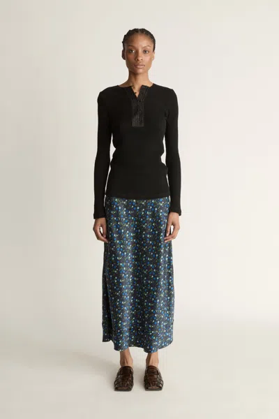 Lee Mathews Bella Silk Skirt In Blue