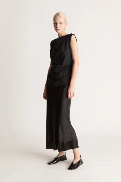 Lee Mathews Bobby Drape Top In Black