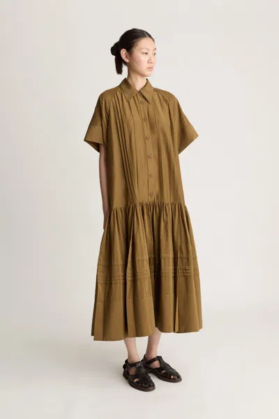 Lee Mathews Bonnie Shirt Dress In Brown