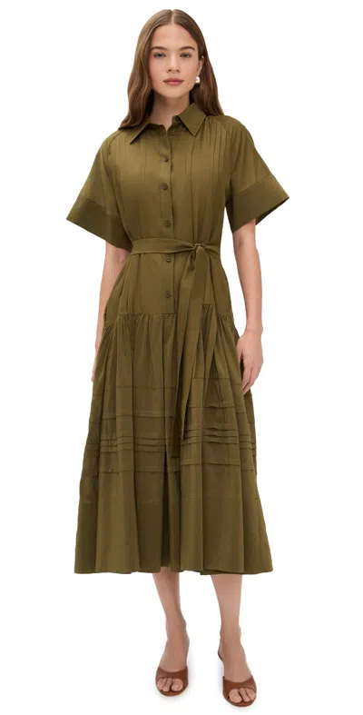Lee Mathews Bonnie Shirt Dress Khaki In Green