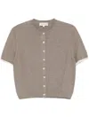 Lee Mathews Cotton Cashmere Ss Cardigan In Brown